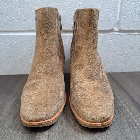 Soft Western Boots In Women's Size 6.5M Suede Leather Snakeskin Print Zip Boots - Picture 3 of 7